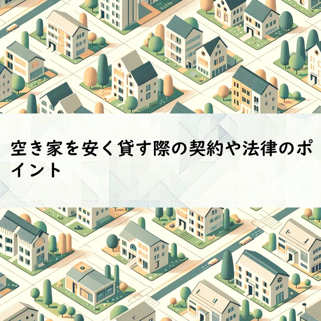 空き家を安く貸す際の契約や法律のポイント